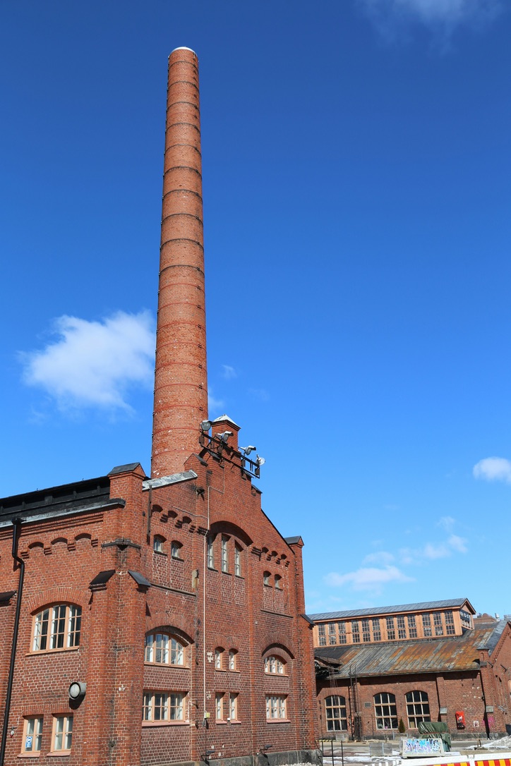Brick factory against a blue sky