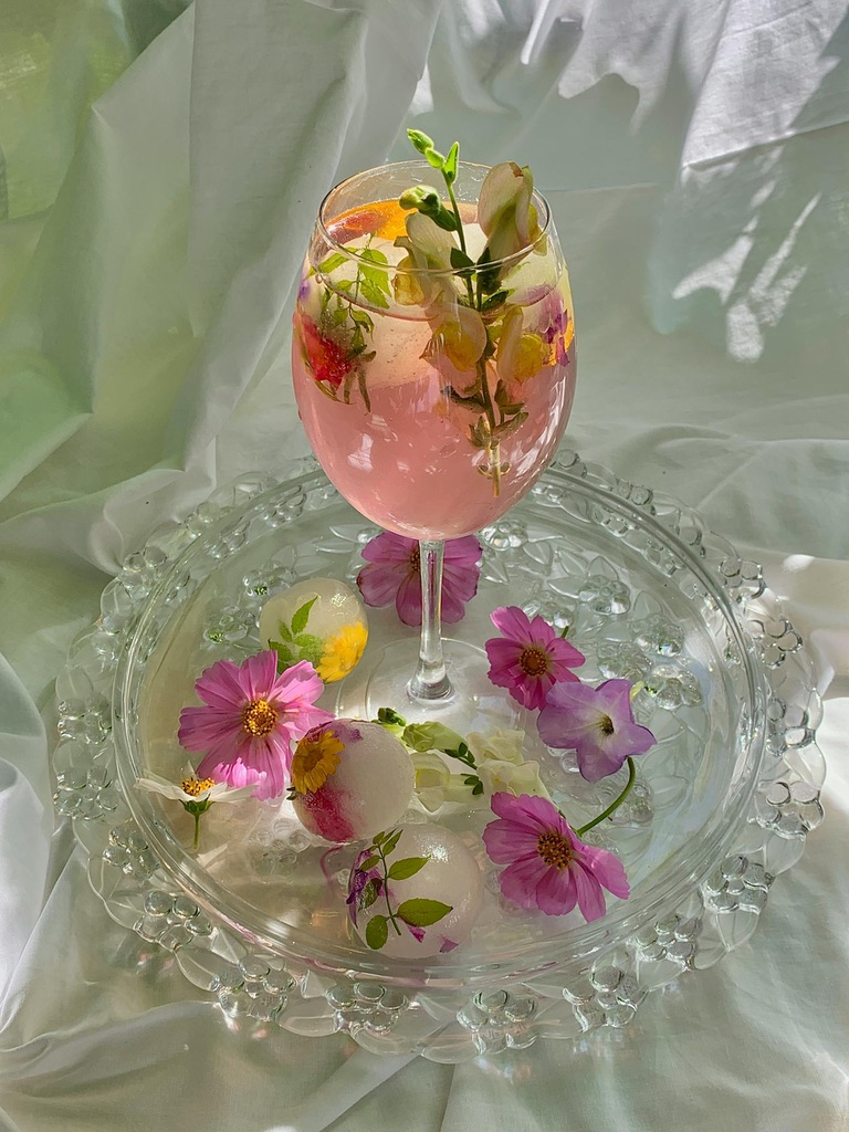 Valentine's Day Cocktail with flowers